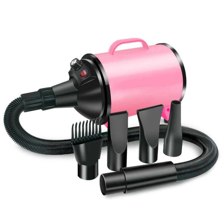 2100W Pet Dryer Infinitely Adjustable Speed Pet Hair Air Blaster Pet Water Blower 110V US Plug (Black Pink)
