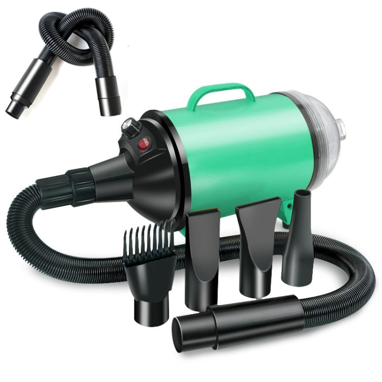 2100W Dog Dryer Stepless Speed Pet Hair Dryer With Vacuum 220V UK Plug (Black Green)