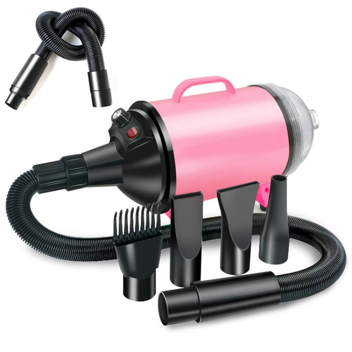 2100W Dog Dryer Stepless Speed Pet Hair Blower With Vacuum Cleaner 220V AU Plug (Black Pink)