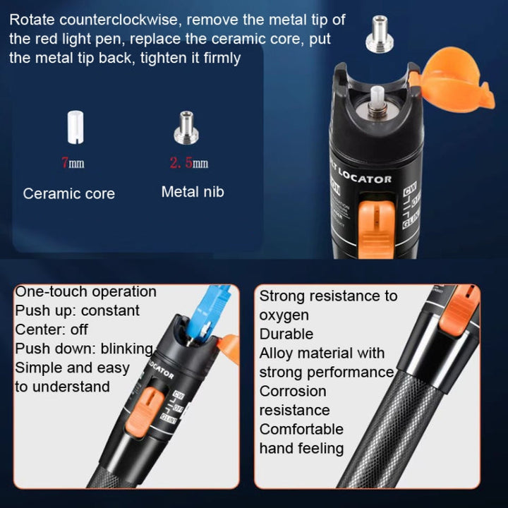 Lisslune | 50MW Fiber Red Light Test Pen Red Light Sources Through Optical Pen Optical Fiber Detection