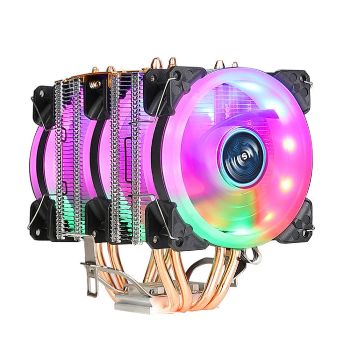 Lisslune | EVESKY 600 Desktop Computer 4 copper pipe quiet CPU cooling fan, Color: Color Three fans