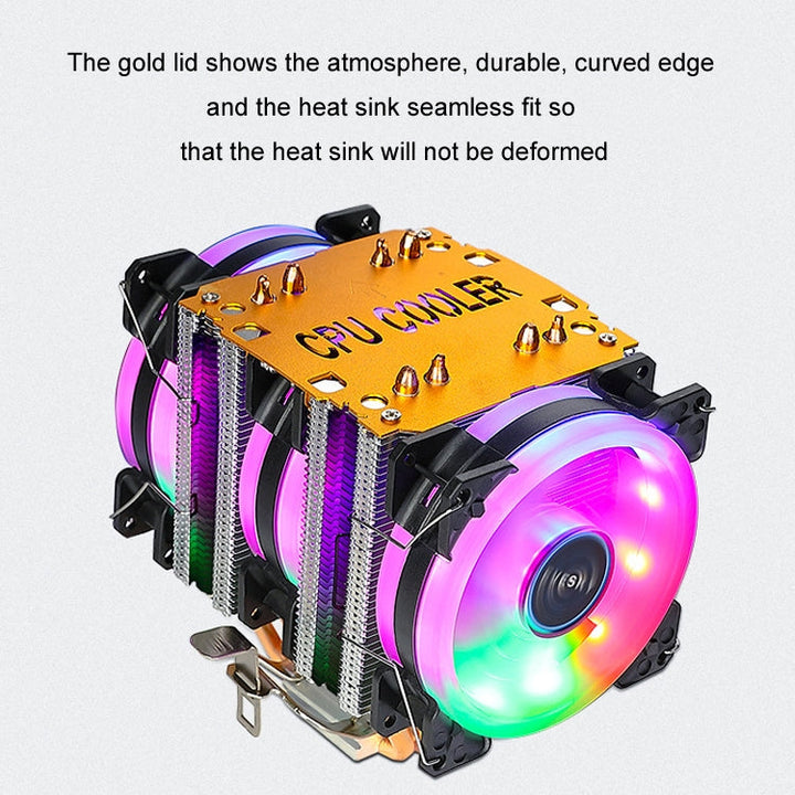 Lisslune | EVESKY 600 Desktop Computer 4 Copper Pipe Silent CPU Cooler Fan, Color: Single Fan Color