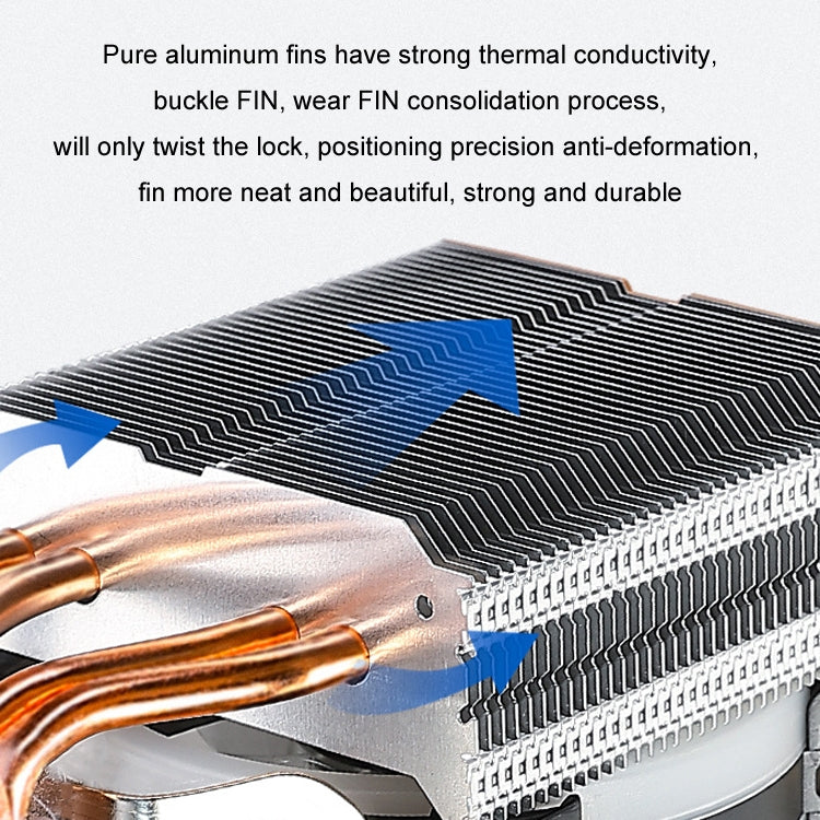 Lisslune | EVESKY 600 Desktop Computer 4 copper pipe quiet CPU cooling fan, Color: Color Three fans