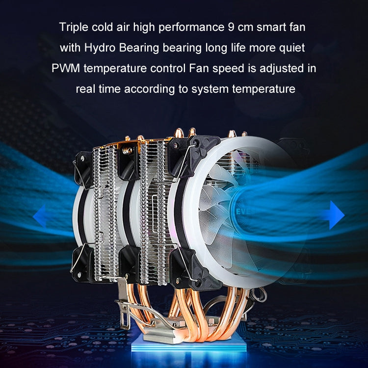 Lisslune | EVESKY 600 Desktop Computer 4 Copper Pipe Silent CPU Cooler Fan, Color: Single Fan Color
