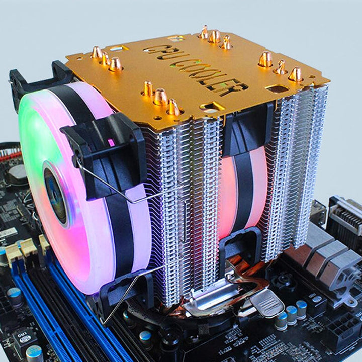 Lisslune | EVESKY 600 Desktop Computer 4 Copper Pipe Silent CPU Cooler Fan, Color: No Light Three Fans
