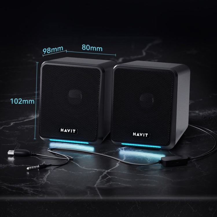 Lisslune | Havit A20 Plus Colorful Ambient Light Wired Computer Audio Stereo Surround Sound Speaker, Style: Bluetooth Version