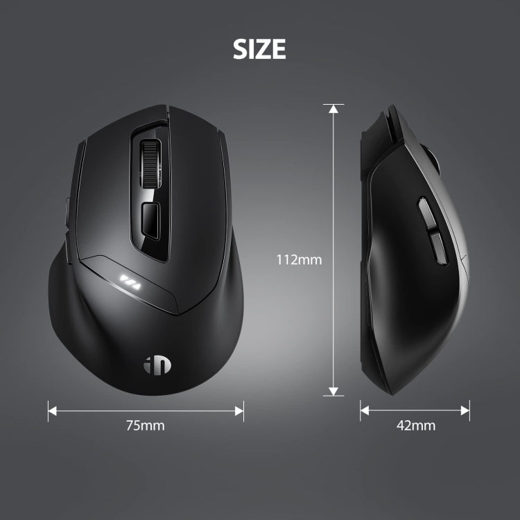Lisslune | Inphic DR01 Bluetooth 3 Mode Wireless Mouse Charging Silent Office Gaming Laptop Computer Home Use (Black)