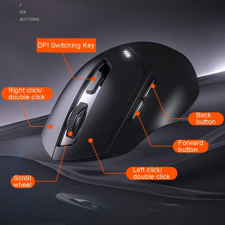 Lisslune | Inphic DR01 Bluetooth 3 Mode Wireless Mouse Charging Silent Office Gaming Laptop Computer Home Use (Black)