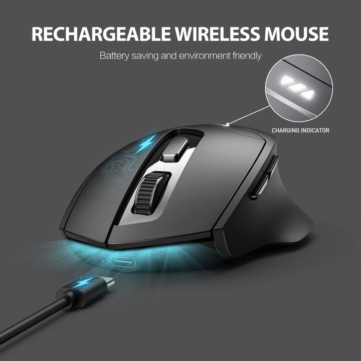 Lisslune | Inphic DR01 Bluetooth 3 Mode Wireless Mouse Charging Silent Office Gaming Laptop Computer Home Use (Black)