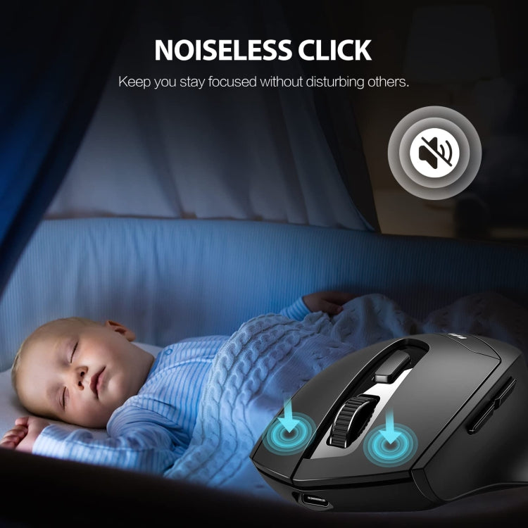 Lisslune | Inphic DR01 Bluetooth 3 Mode Wireless Mouse Charging Silent Office Gaming Laptop Computer Home Use (Black)