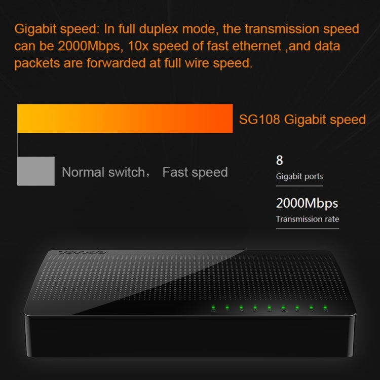 Lisslune | Tenda SG108 100/1000M Desktop Network Switch 8-Port Gigabit Desktop Switch Ethernet Switch LAN Hub (UK Plug)