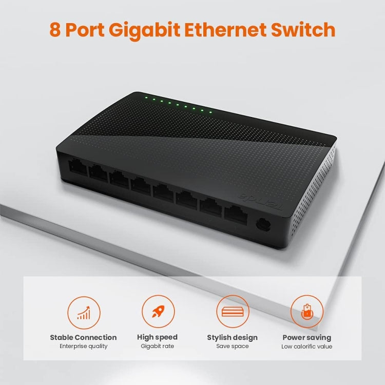 Lisslune | Tenda SG108 100/1000M Desktop Network Switch 8-Port Gigabit Desktop Switch Ethernet Switch LAN Hub (EU Plug)
