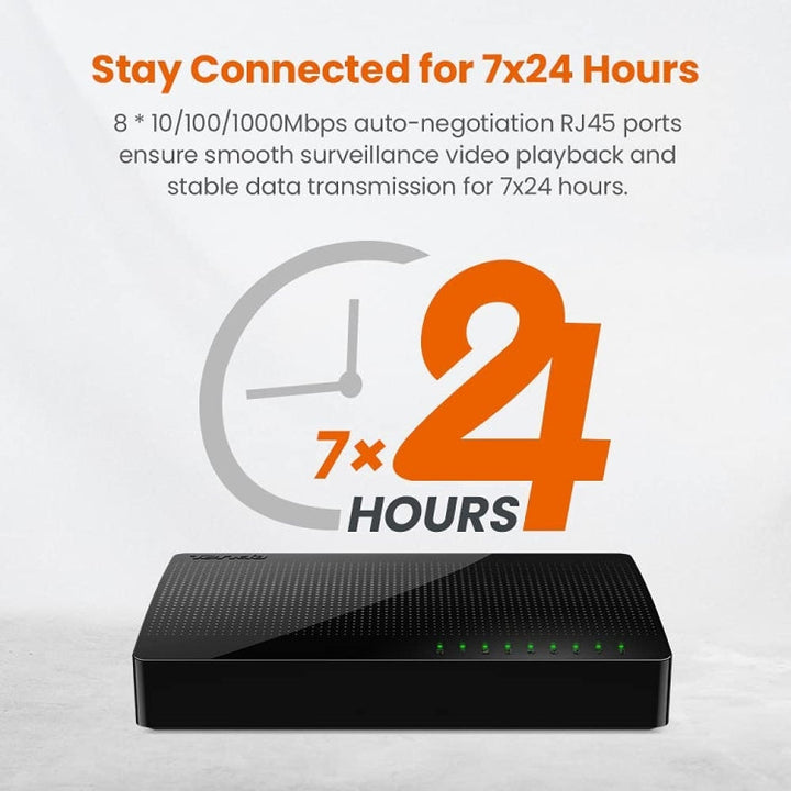 Lisslune | Tenda SG108 100/1000M Desktop Network Switch 8 Port Gigabit Desktop Switch Ethernet Switch LAN Hub (AU Plug)