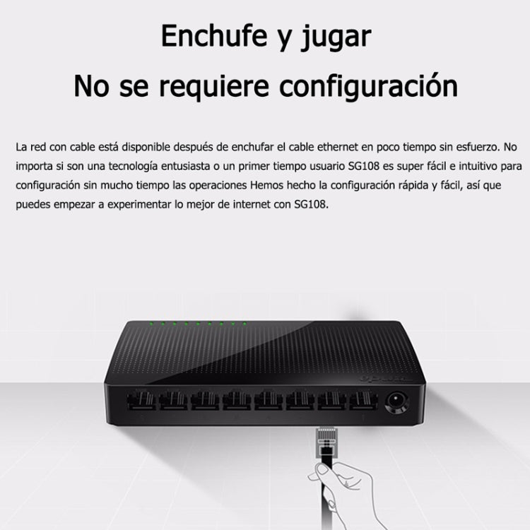 Lisslune | Tenda SG108 100/1000M Desktop Network Switch 8 Port Gigabit Desktop Switch Ethernet Switch LAN Hub (AU Plug)
