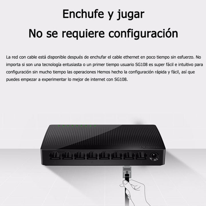 Lisslune | Tenda SG108 100/1000M Desktop Network Switch 8 Port Gigabit Desktop Switch Ethernet Switch LAN Hub (AU Plug)