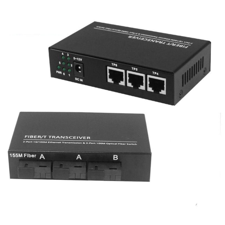 Lisslune | 3-Fiber-Port & 3 LAN-Port 10/100Mbps Ethernet Switch Fiber Switch