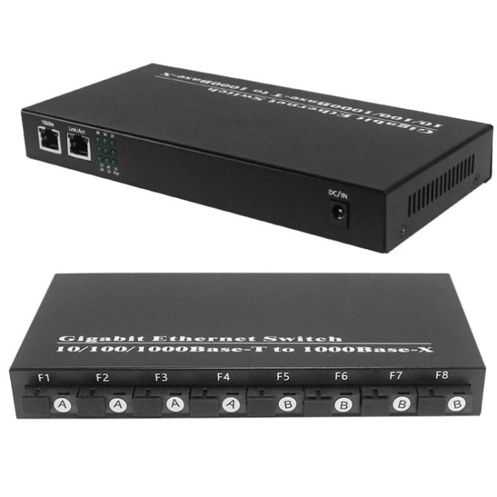 Lisslune | 8-fiber-port+2-LAN-port 1000Mbps fiber optic transceiver