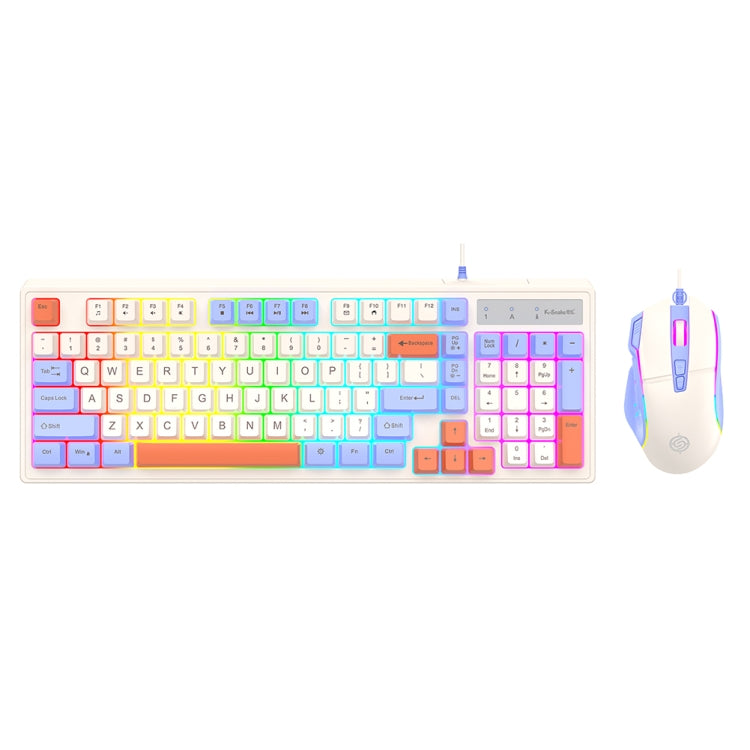 Lisslune | K-Snake Wired E-Sports Keyboard Mouse Mechanical Feel 98 Keys Desktop Computer Laptop Keyboard, Style: Keyboard+Mouse (Blue)