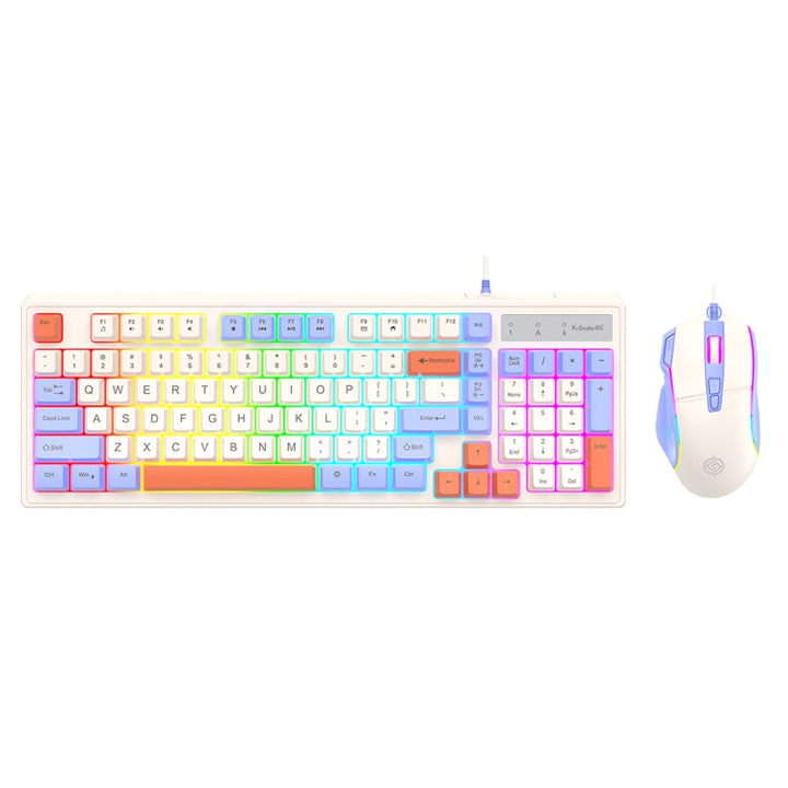 Lisslune | K-Snake Wired E-Sports Keyboard Mouse Mechanical Feel 98 Keys Desktop Computer Laptop Keyboard, Style: Keyboard+Mouse (Blue)