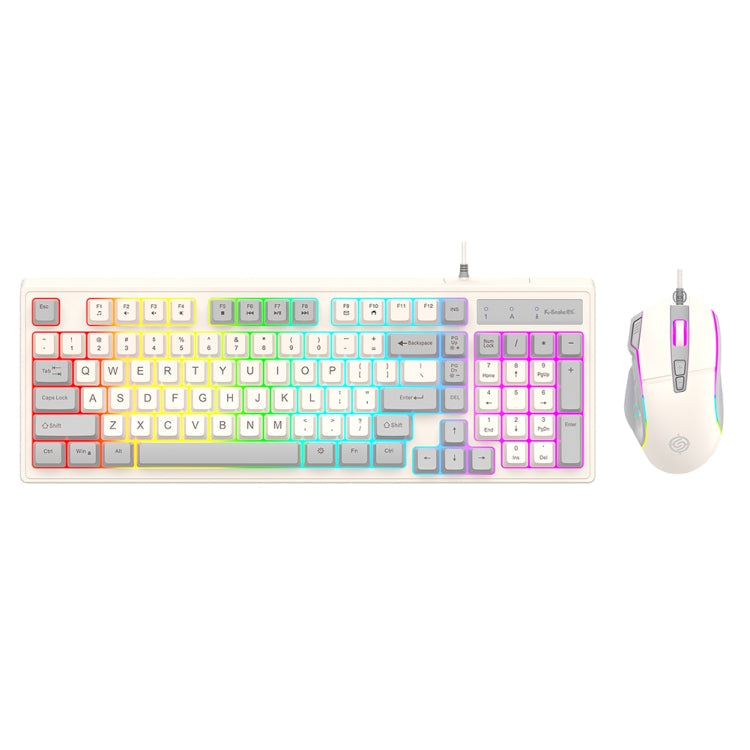 Lisslune | K-Snake Wired E-Sports Keyboard Mouse Mechanical Feel 98 Keys Desktop Computer Notebook Keyboard, Style: Keyboard+Mouse (Gray)