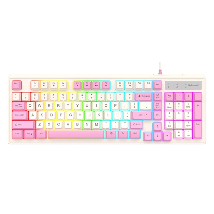 Lisslune | K-Snake Wired E-Sports Keyboard Mouse Mechanical Feel 98 Keys Desktop Computer Laptop Keyboard, Style: Single Keyboard (Pink)