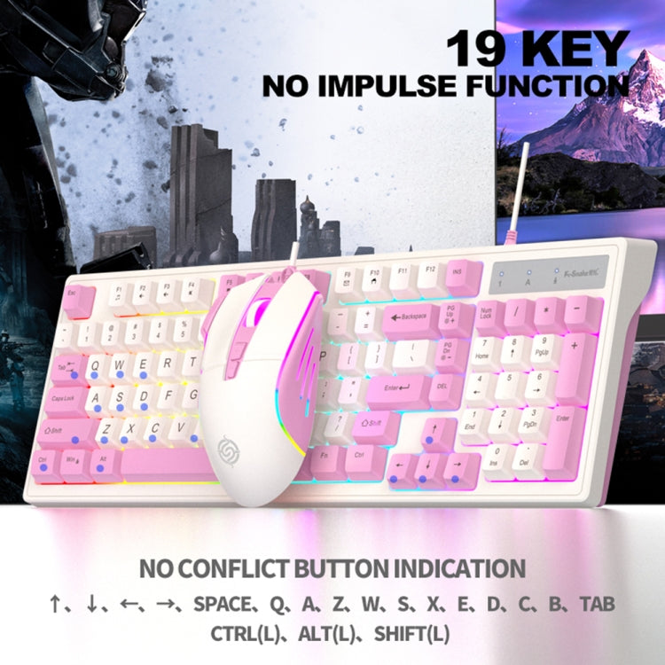 Lisslune | K-Snake Wired E-Sports Keyboard Mouse Mechanical Feel 98 Keys Desktop Computer Laptop Keyboard, Style: Single Keyboard (Pink)