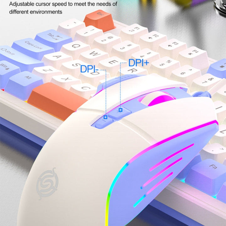 Lisslune | K-Snake Wired E-Sports Keyboard Mouse Mechanical Impression 98 Keys Desktop Computer Notebook Keyboard, Style: Keyboard+Mouse (Pink)