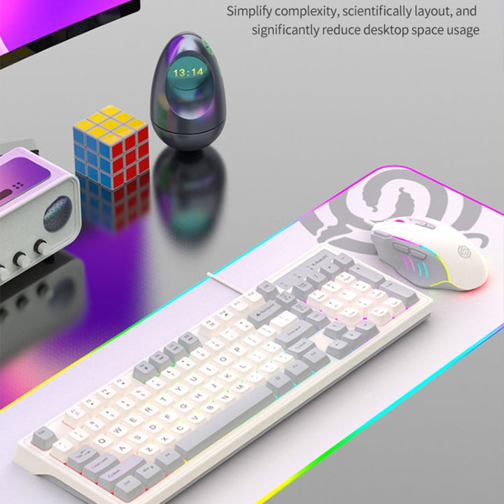 Lisslune | K-Snake Wired E-Sports Keyboard Mouse Mechanical Feel 98 Keys Desktop Computer Notebook Keyboard, Style: Keyboard+Mouse (Gray)