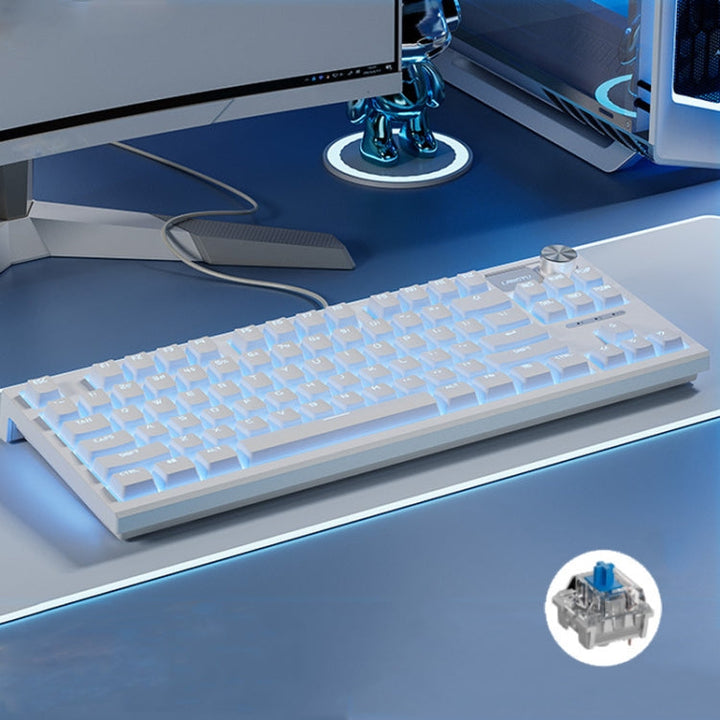 Lisslune | LANGTU LT84 Mechanical Illuminated Keyboard, Style: Wired Single Mode Green Switch (White)