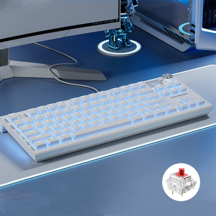 Lisslune | LANGTU LT84 Mechanical Illuminated Keyboard, Style: Wired Single Mode Red Shaft (White)