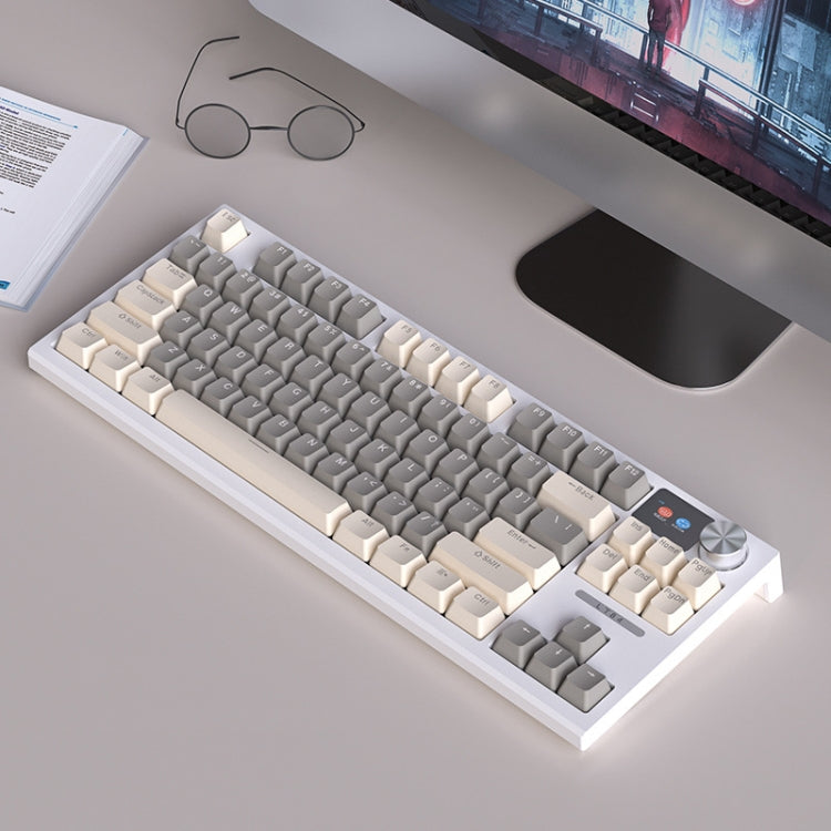 Lisslune | LANGTU LT84 Mechanical Backlit Keyboard, Style: Wireless Tri-Mode RGB Sea-Air Axis Pro ( White )