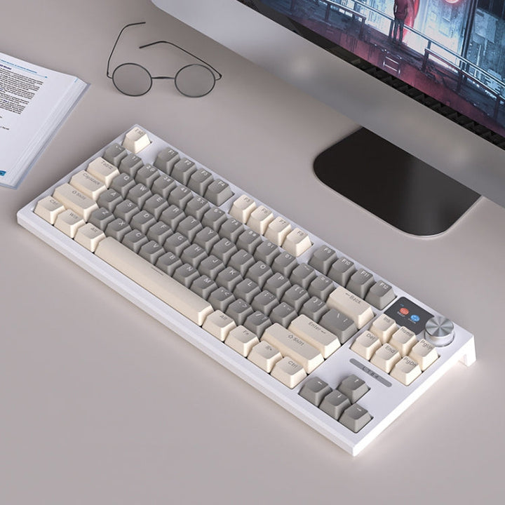 Lisslune | LANGTU LT84 Mechanical Backlit Keyboard, Style: Wireless Tri-Mode RGB Sea-Air Axis Pro ( White )