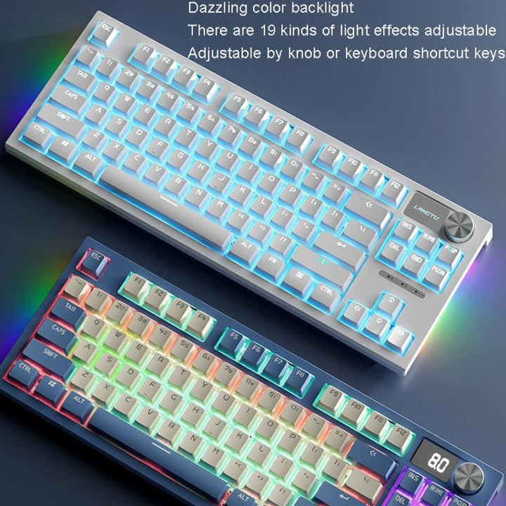 Lisslune | LANGTU LT84 Mechanical Illuminated Keyboard, Style: Wired Single Mode Red Shaft (White)