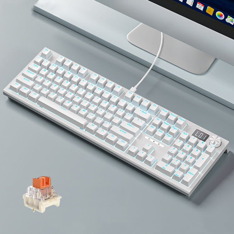 Lisslune | LANGTU LT104 Mechanical Keyboard Backlight Display Flexible DIY Keyboard, Style: Wired Single Function Mode Gold Switch (White)