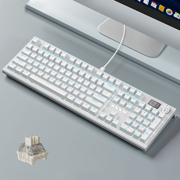 Lisslune | LANGTU LT104 Mechanical Keyboard Backlight Display Flexible DIY Keyboard, Style: Wired Single Mode Silver Switch (White)