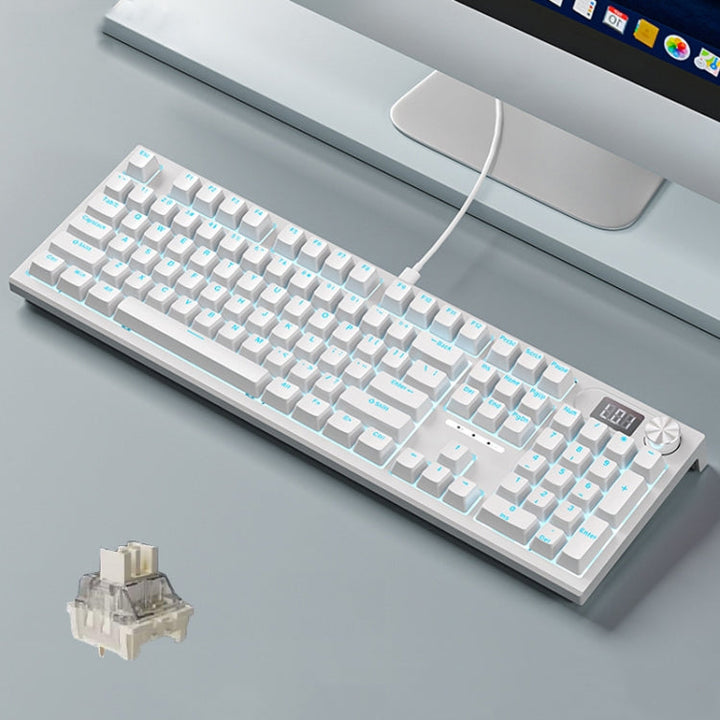 Lisslune | LANGTU LT104 Mechanical Keyboard Backlight Display Flexible DIY Keyboard, Style: Wired Single Mode Silver Switch (White)