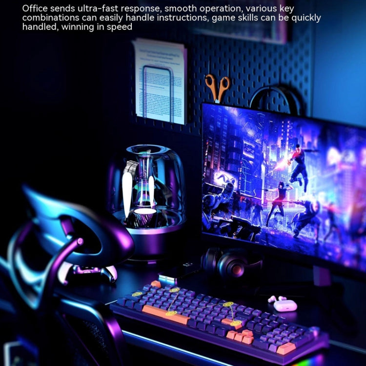 Lisslune | LANGTU LT104 Mechanical Keyboard Backlight Display Flexible DIY Keyboard, Style: Wired Single Mode Silver Switch (White)