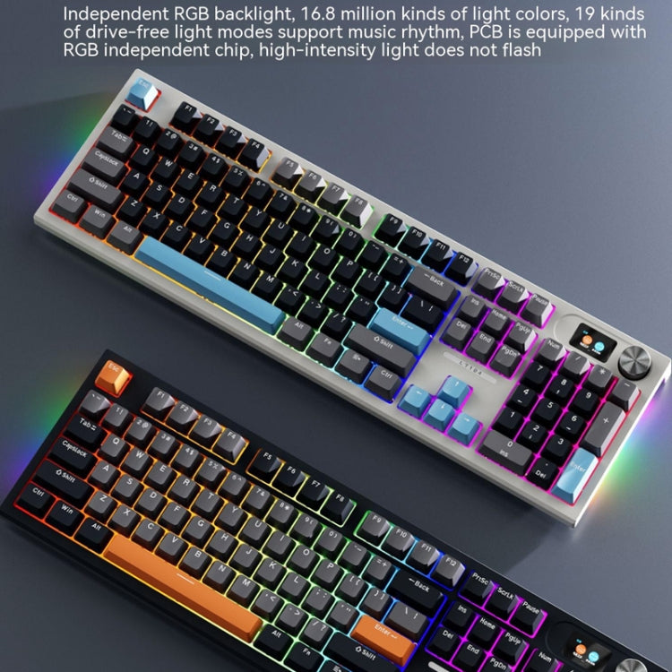 Lisslune | LANGTU LT104 Mechanical Keyboard Backlight Display Flexible DIY Keyboard, Style: Wired Single Function Mode Gold Switch (White)