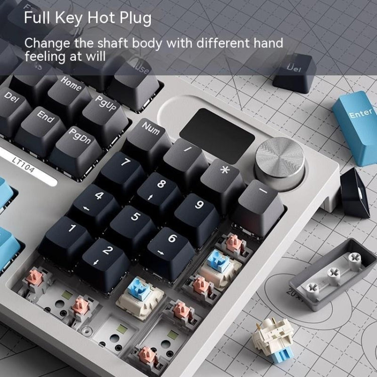 Lisslune | LANGTU LT104 Mechanical Keyboard Backlight Display Flexible DIY Keyboard, Style: Wired Single Mode Silver Switch (White)