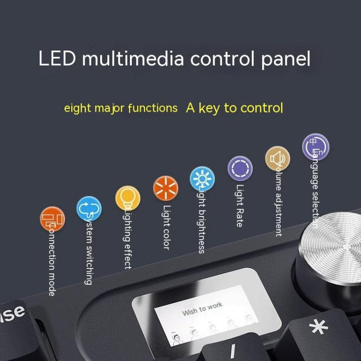 Lisslune | LANGTU LT104 Mechanical Keyboard Backlight Display Flexible DIY Keyboard, Style: Wired Single Function Mode Gold Switch (White)