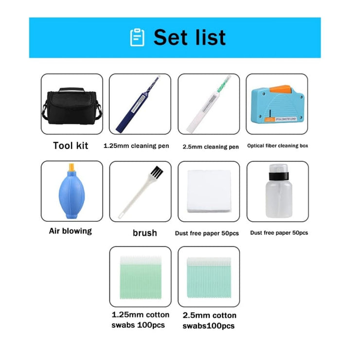 Lisslune | 10 In 1 optical fiber cleaning tool kit 1.25/2.5 mm fiber cleaning pen