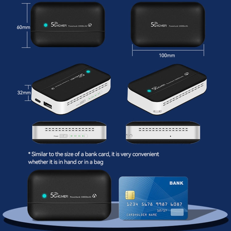 Lisslune | PW100 4G LTE Mobile Router USB Hotspot Portable Power Bank Pocket WLAN (Black)