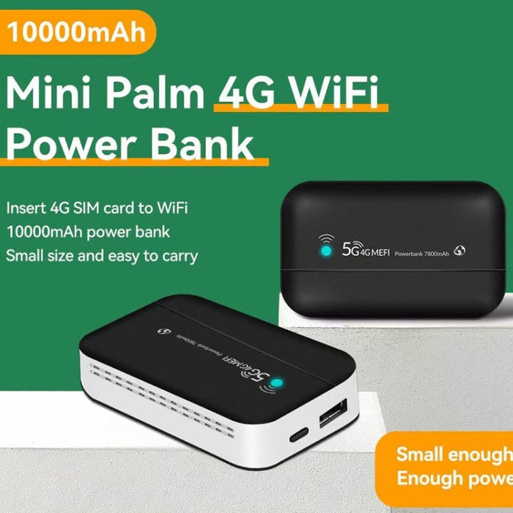 Lisslune | PW100 4G LTE Mobile Router USB Hotspot Portable Power Bank Pocket WLAN (Black)