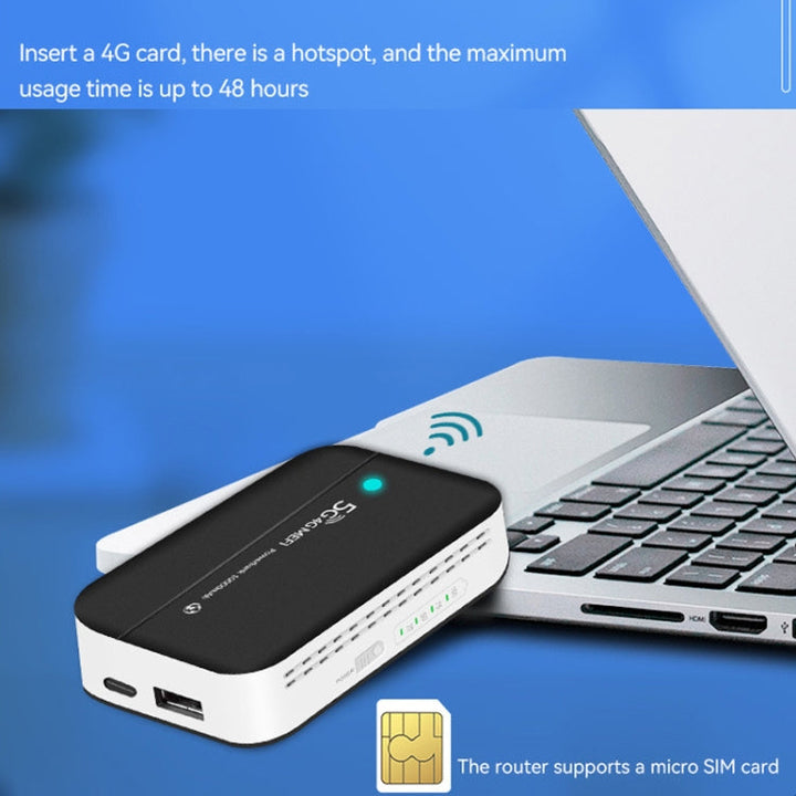 Lisslune | PW100 4G LTE Mobile Router USB Hotspot Portable Power Bank Pocket WLAN (Black)