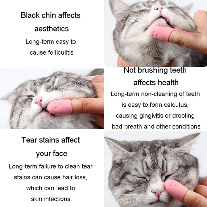 Pet Cat Dog Cleaning Comb Chin Teeth Cleaning Brush Silicone Brush (Pink)