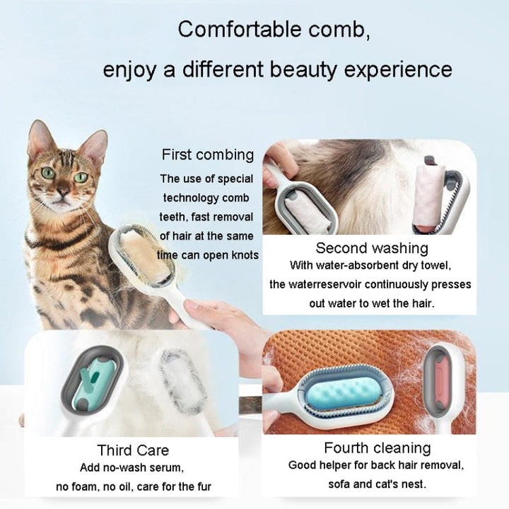 Pet Cats With Water Tank Hair Removal Brush Cleaning Brush, Style: Short Hair (Blue)
