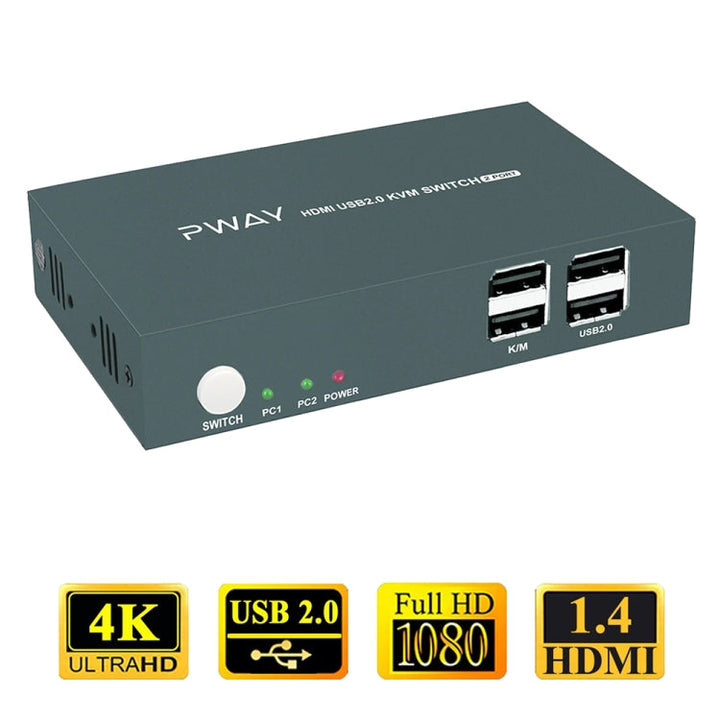 Lisslune | PWAY PW-S7201H 2 In 1 Out HDMI KVM Switch 4K HD Video Screen Cutter