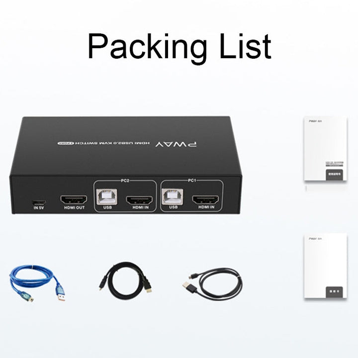 Lisslune | PWAY PW-S7201H 2 In 1 Out HDMI KVM Switch 4K HD Video Screen Cutter
