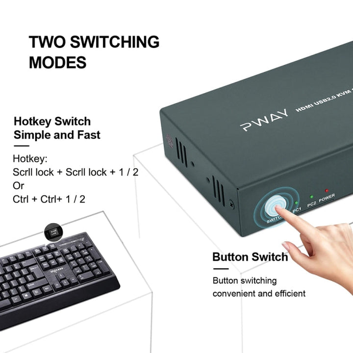 Lisslune | PWAY PW-S7201H 2 In 1 Out HDMI KVM Switch 4K HD Video Screen Cutter