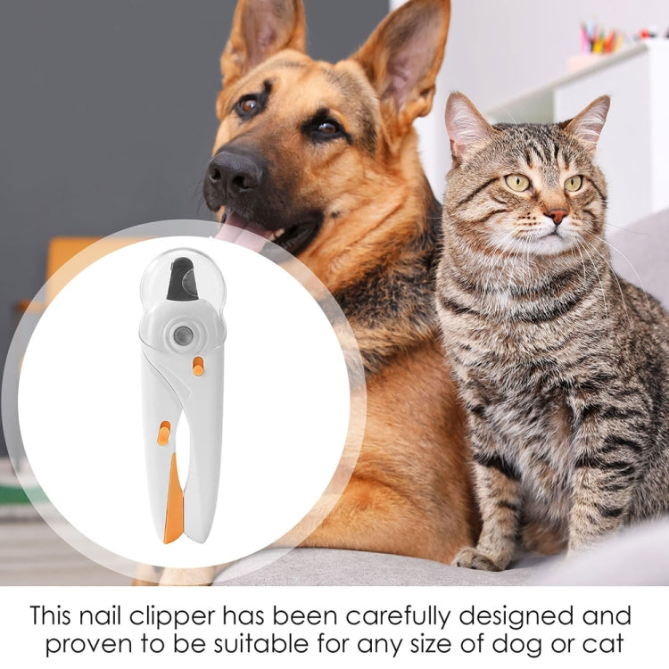 LED Pet Nail Clipper Dog and Cat Nail Clipper with Nail Polisher (White)